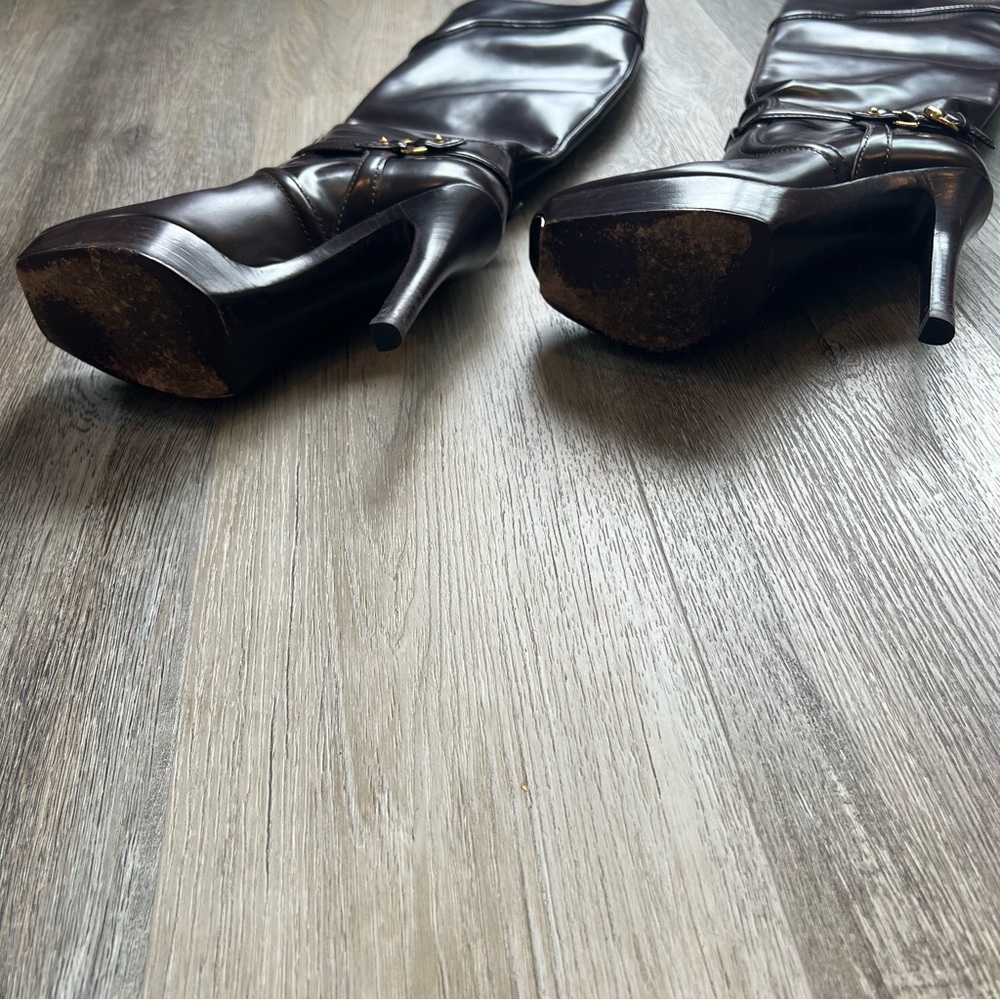 Vintage Y2K Gucci platform leather knee high boots - Picture 7 of 16